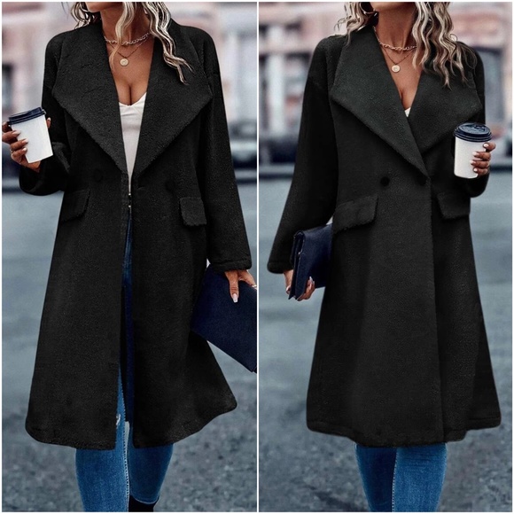 Cozy Wide Collar Teddy Oversized Jacket Coat - Picture 6 of 8